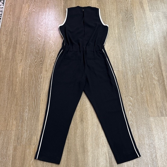 Reiss Tyla Side Striped Jumpsuit Navy. Blue and White Open Back Tie Waist Size 8 - Picture 9 of 16